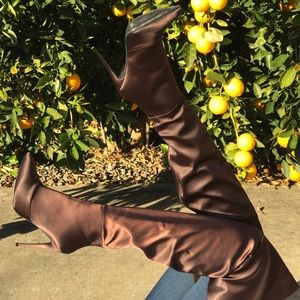 Fashion Nova “Satin Nights Over The Knee Boots”